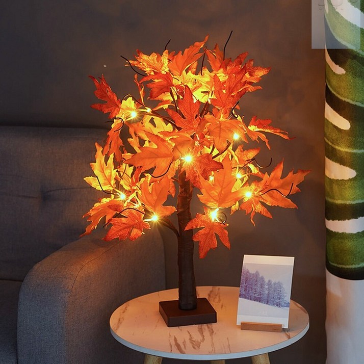감성적인 나무 무드등 가을 단풍잎 중형 탁상 탁자 테이블 조명 55cm