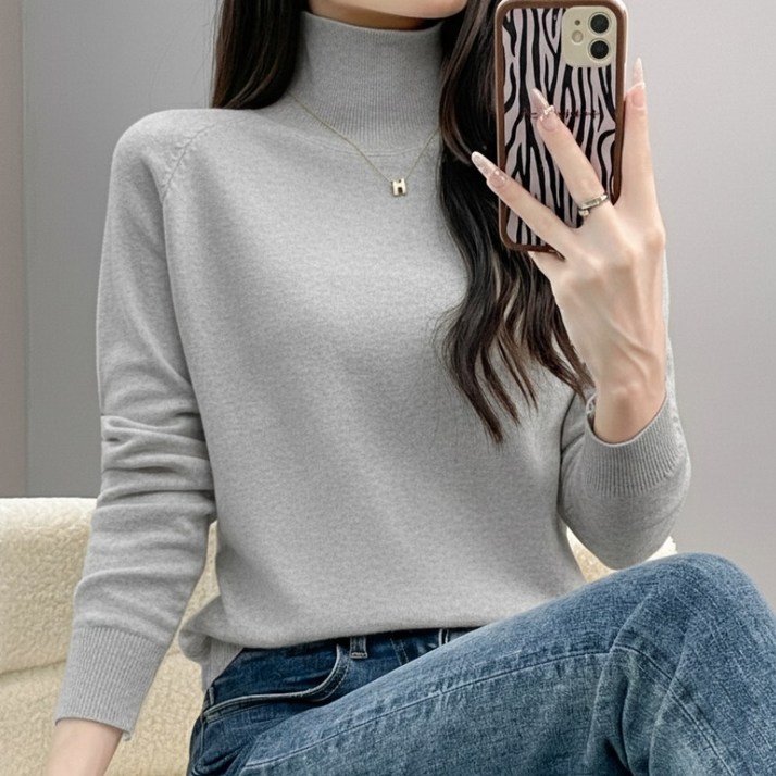 에쉬울프 여성 가을겨울 단색 목폴라 부드러운 스웨터 니트 MMA - 794