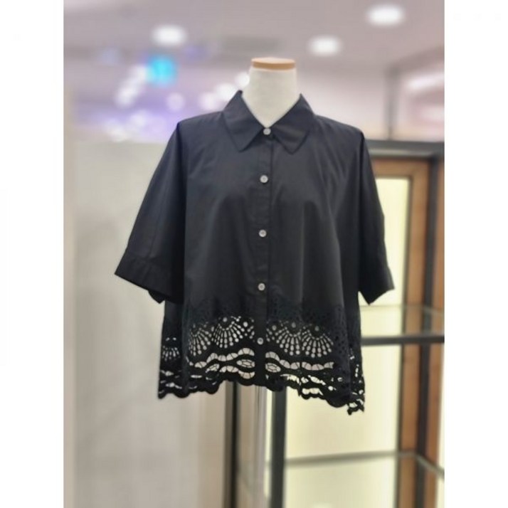 백화점 듀엘 밑단펀칭포인트 카라 블라우스 L253MSC010 아울렛