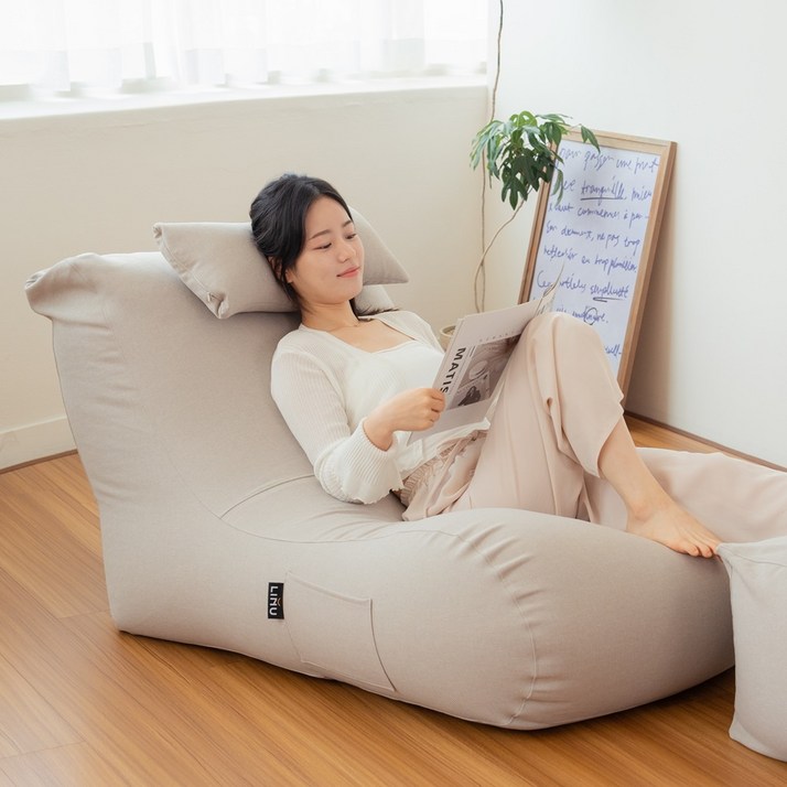 LINU 리누 체어 빈백 대형 1인 쇼파 북유럽스타일 의자  캔디쿠션, 오트밀