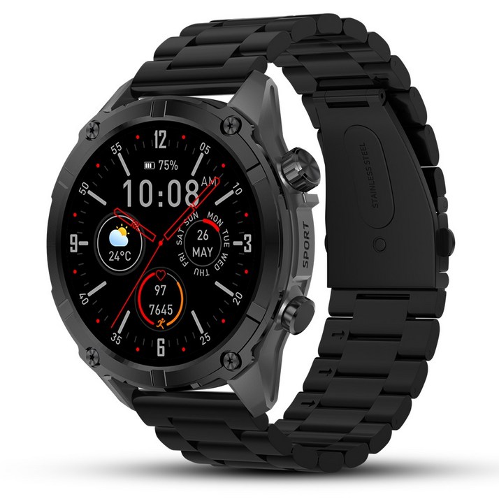 WAPIK 와피크 아웃도어 스마트워치 블루투스 통화가능 운동시계 Y7, 그래파이트, 3.9cm, GPS  블루투스