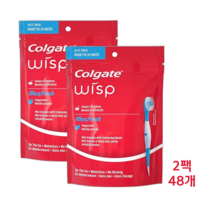 콜게이트 위스프 일회용칫솔 24개입 4팩 2팩 1팩 여행용칫솔 휴대용미니칫솔