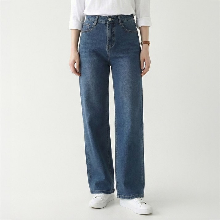 고탄력 스판 에이플심플 와이드 청바지 스판 데님 밴딩 데님