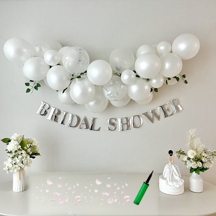 연지마켓 브라이덜 샤워 풍선 가랜드 세트 신부토퍼 포함 장식 소품 파티 용품