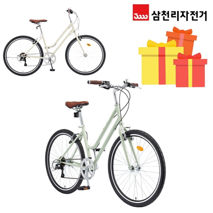 삼천리 완조립 2024 펠릭스 26인치 7단 입문용 클래식 하이브리드 자전거, 24년형세이지그린, 1개