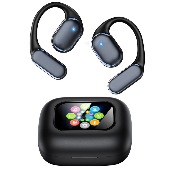 DAICOO 귀걸이형 무선 블루투스 이어폰 터치스크린 LCD 디스플레이 오픈형 고음질 C타입