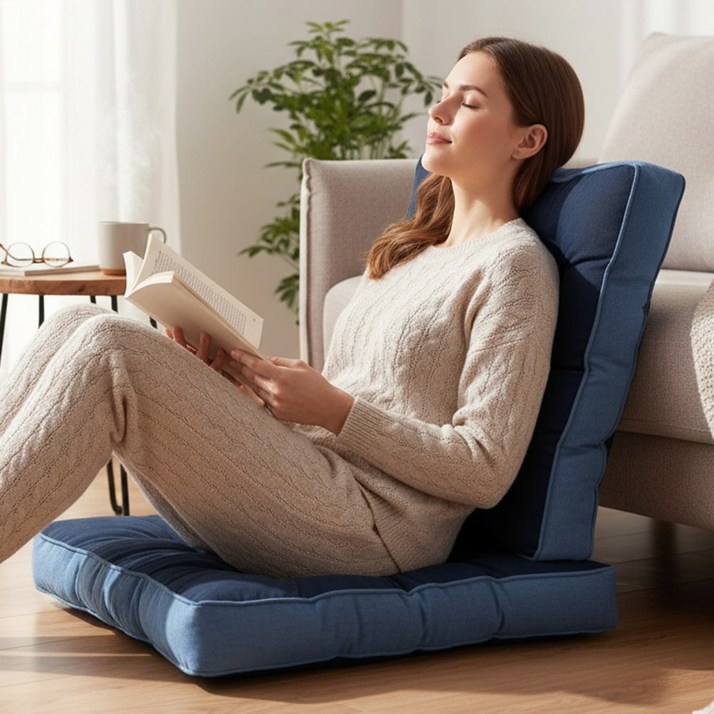 55x55 대형방석 투톤라인  쿠션 쇼파 사무실 식탁 좌식 의자 쿠션 4컬러방석  (네이비,스카이,핑크,그레이)