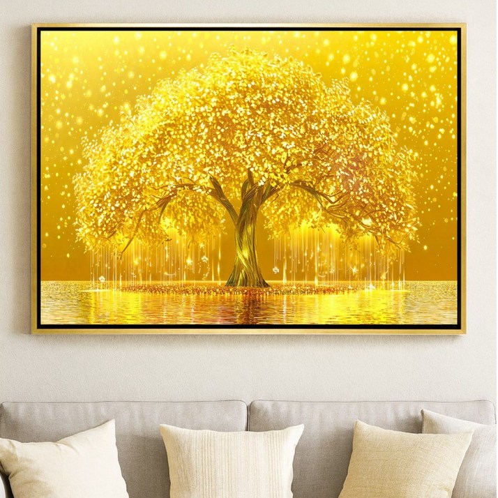 [인메이블] 돈들어오는 골드 황금 돈나무 액자 10종 거실 복도 인테리어 그림 개업 집들이 선물, 02.AGD-황금별나무