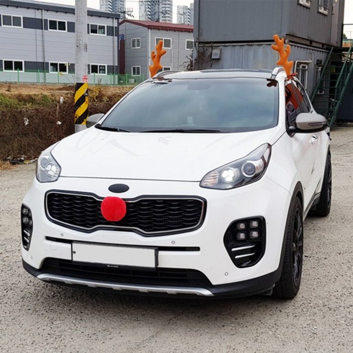 루돌프 차량용 사슴뿔 코 3pcs  기스방지 세트 루돌카 데코  웨딩카 이벤트 장식 아이템