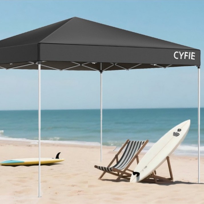 CYFIE 정원용 캐노피 천막 야외 접이식 테라스 차양막 행사용 방수 텐트 캠핑 타프 대형 3x3 여름 46 인용, 블랙