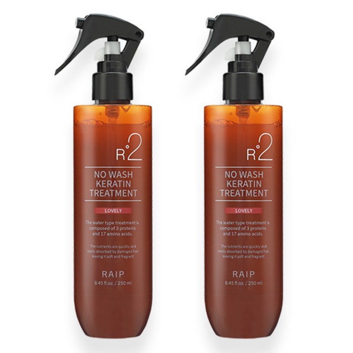 라입 R2 노워시 케라틴 헤어 트리트먼트 러블리, 250ml, 2개 라입 R2 노워시 케라틴 헤어 트리트먼트 러블리, 250ml, 2개