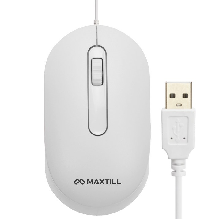 맥스틸 USB 저소음 유선 마우스 MO-M303U, MO-303U, 화이트
