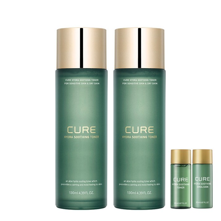 김정문알로에 큐어 하이드라 수딩 토너 130ml 2P + 토너+에멀젼 20ml 2P