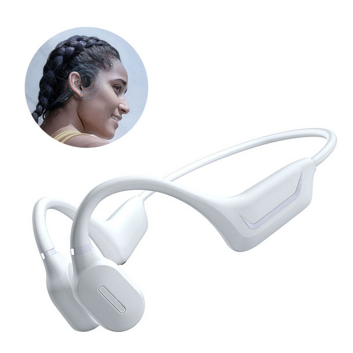 ELSECHO 골전도 오픈핏 고음질 방수 스포츠 이어폰 골전도 블루투스 이어폰, 흰색