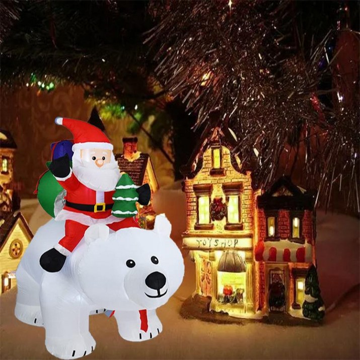 크리스마스 대형 산타 북극곰 LED 라이트 에어 벌룬 펜션 포토존 에어벌룬, 단일사이즈, 유럽 규정