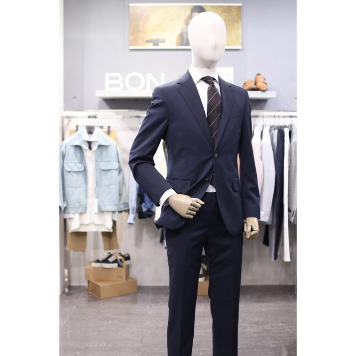 BON 정장 BNESJ021NY 네이비 솔리드 울스판 수트