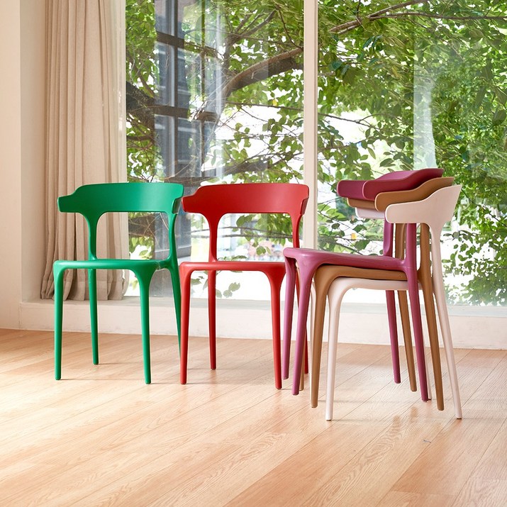 에코 플라스틱 인테리어 디자인 카페 식탁 의자 (5color)), 버건디, 1개 5239656959