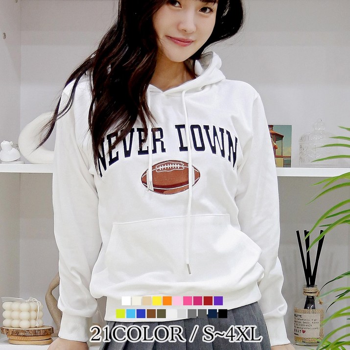 당일발송 여자친9 유니크한 자수 빅사이즈S4XL 포켓 후드맨투맨 21칼라국내제작