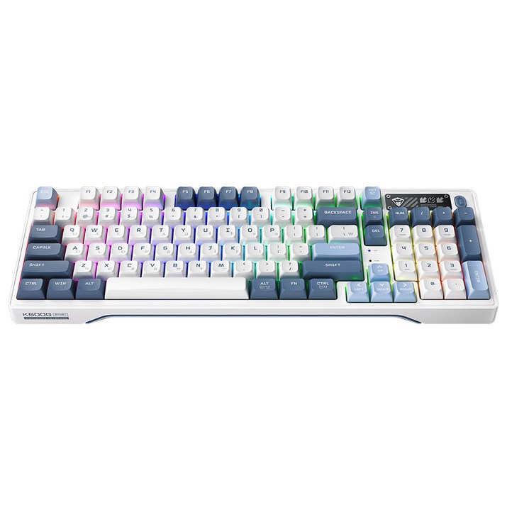 Machenike K600G 무선 3모드 기계식 키보드 저소음 97키 게이밍 키보드, 화이트/블루, K600G-B97, 은축