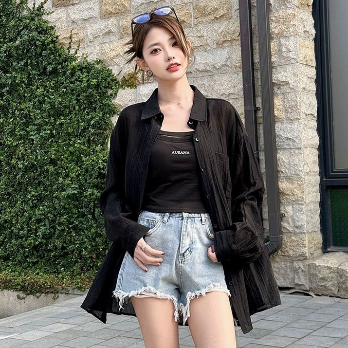 여성 여름 자외선 차단 얇은셔츠 블라우스