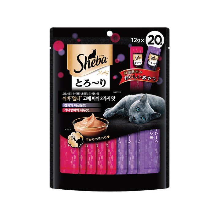 쉬바 멜티 고양이 파우치 간식 참치와 해산물 10p  가다랑어와 새우 10p, 혼합맛참이와해산물가다랑어와 새우, 240g, 1개