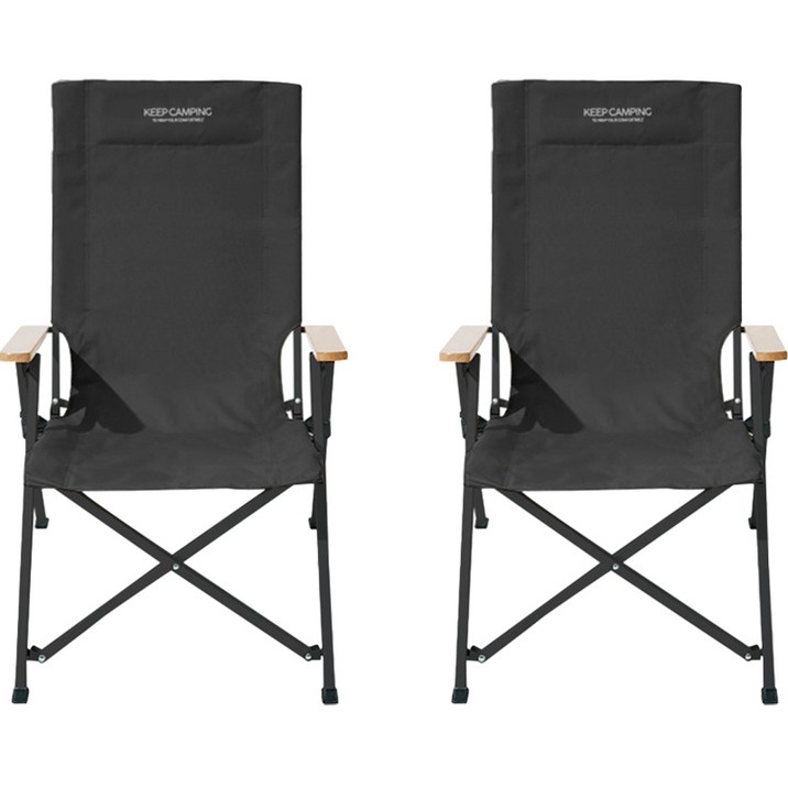 KEEP 캠핑 각도조절 코지 릴렉스 체어 접이식 의자, 블랙, 2개 7455593097