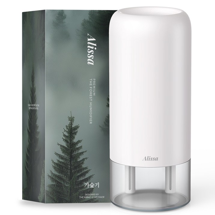 알리사 숲속안개 미니 초음파 사무용 무선 탁상용 충전식 가습기 700ml + 필터 4p 세트