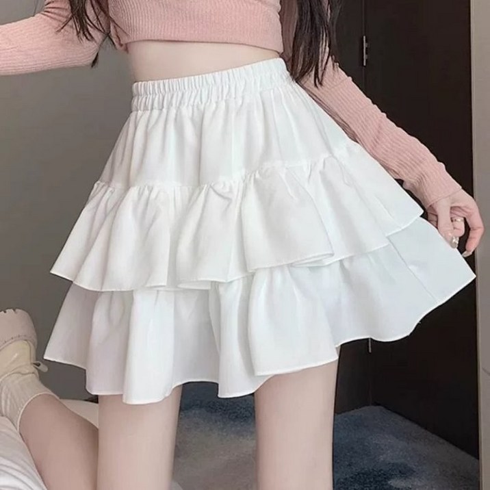 아이엠몽 여성용 티에로 프릴 캉캉 밴딩 미니 스커트