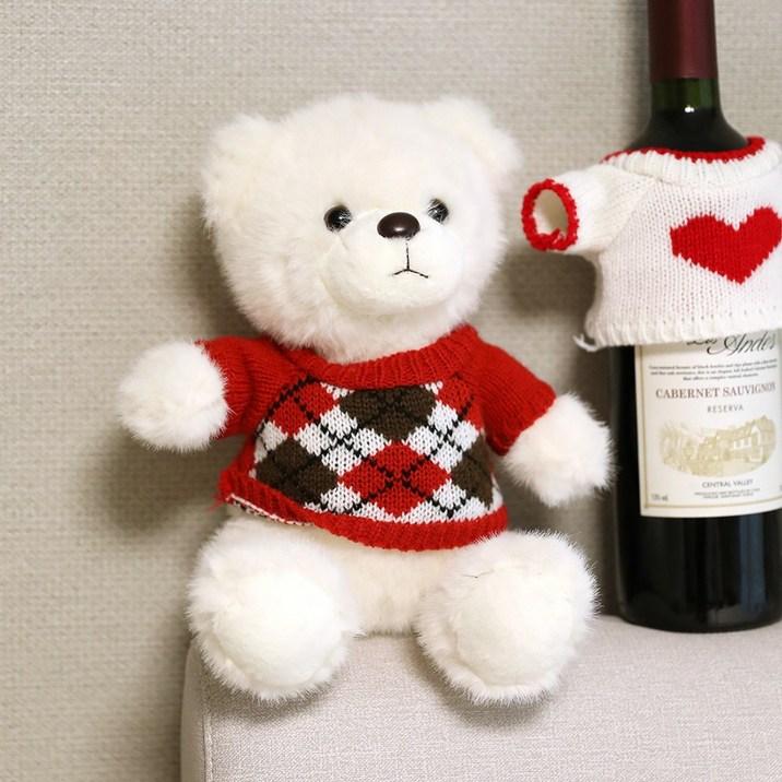 크리스마스트리 꾸미기 장식 오브제 스윗베어 곰인형 오너먼트, 스윗베어 레드체크