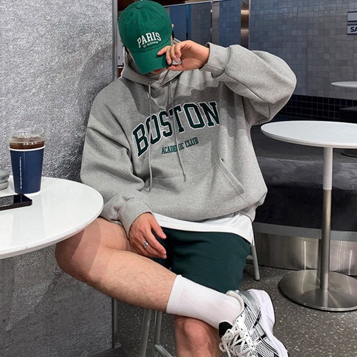 ANYOU 남성용 오버핏 빅사이즈 후드티 캐주얼 베이직 남성 맨투맨