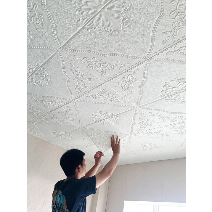 붙이는벽지 리폼 부분도배 스티커 침실 거실 무늬 셀프 접착식 천장 원룸 체크 패턴 70 x 70cm 대형