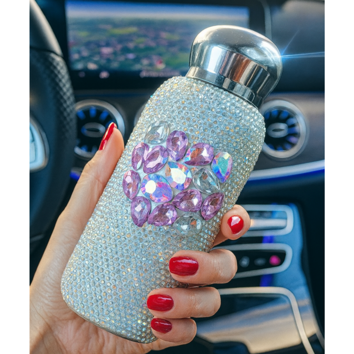 DIA [차량용 큐빅 재떨이 겸 동전 정리함] 대용량 스테인레스 텀블러 재떨이 냄새 차단 밀폐형 럭셔리 자동차 실내 인테리어 소품, 1개, 화이트큐빅하트