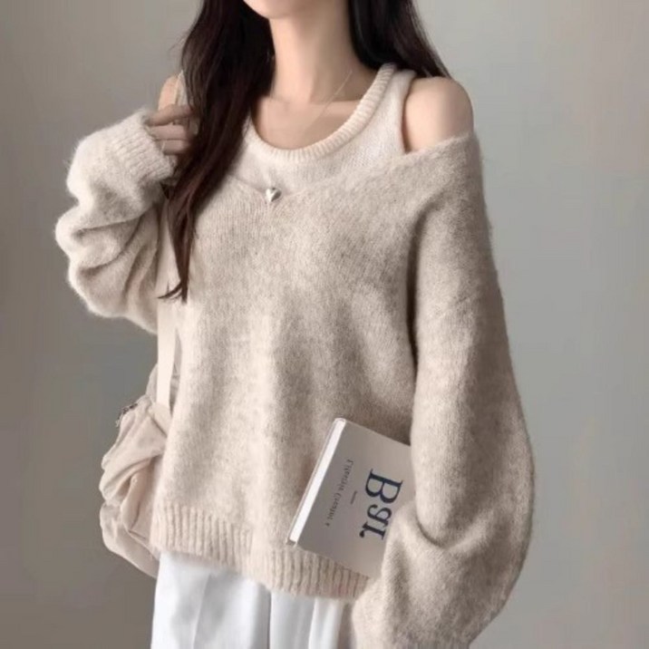 소소온 여리여리 루즈핏 오프숄더 니트 이너세트