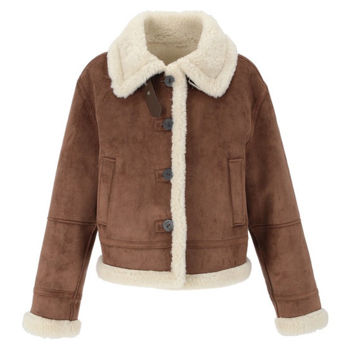 시슬리 버클 하이넥 스웨이드 무스탕 SALE80561 2243020