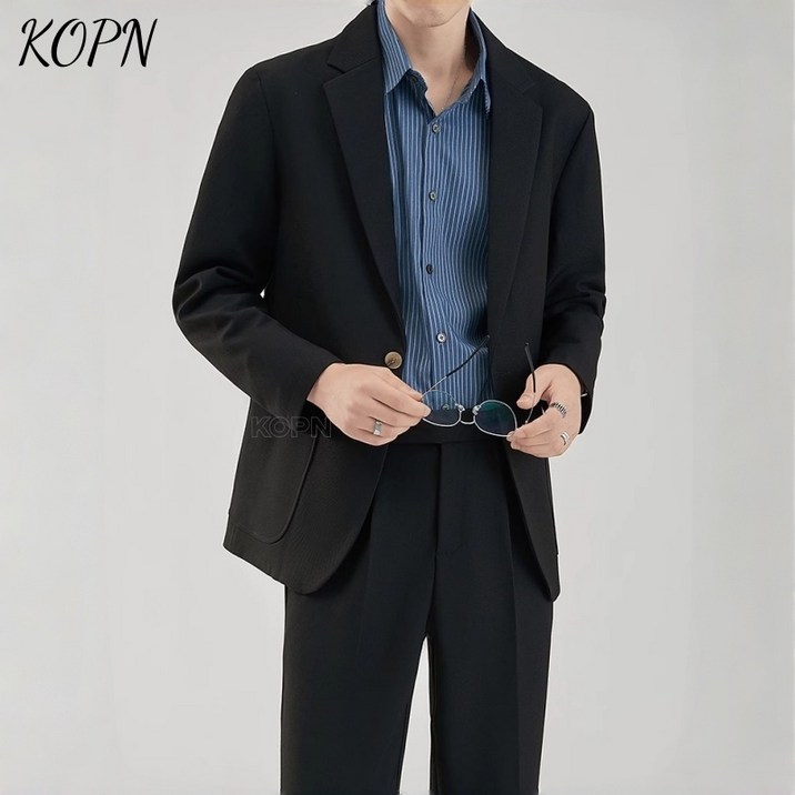 KOPN 캐주얼 양복 남춘추 남성 양복 세트: 외투, 바지 포함