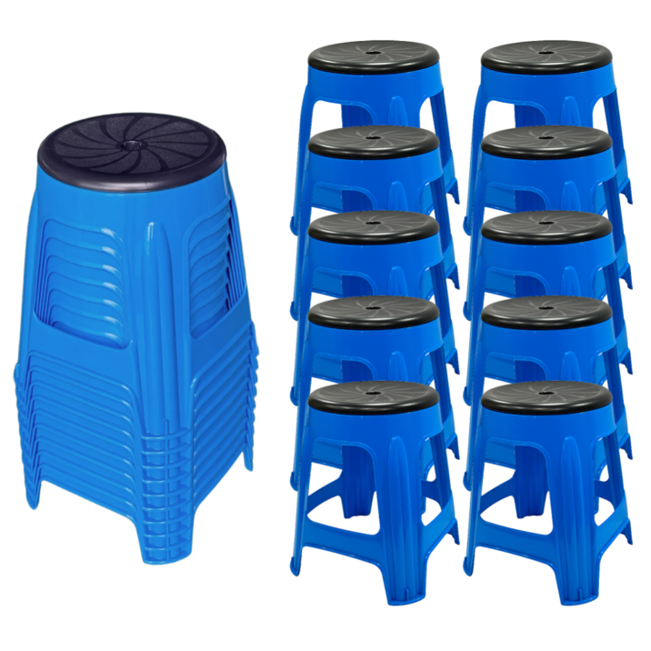 나코 플라스틱 회전의자 간이 야외용 보조의자 편의점의자 포장마차 행사용, 스카이블루, 10개