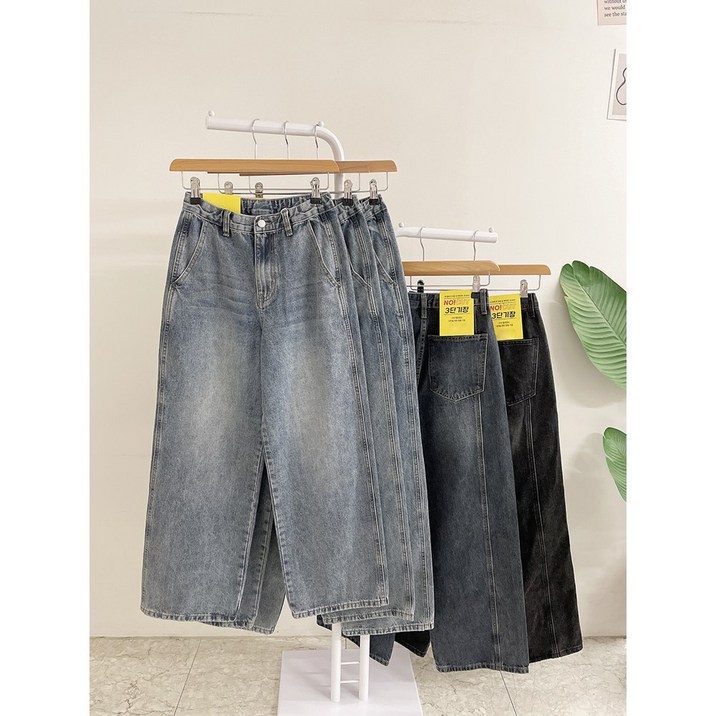 3가지길이 헤더 넌스판 워싱 뒷절개 인밴딩 와이드핏 데님S2XL