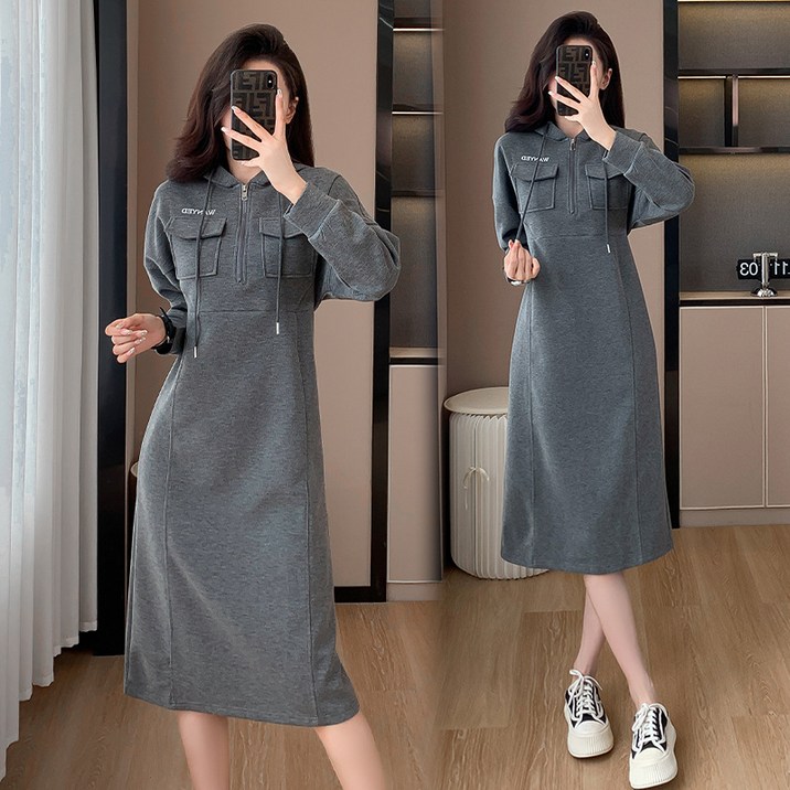 베리아캐주얼후드원피스