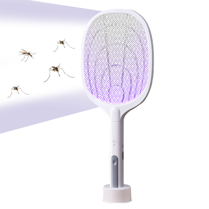 NUNUHANA LED유인 자동 모기 살충 듀얼모드 사용 전기모기채 Z23, 화이트