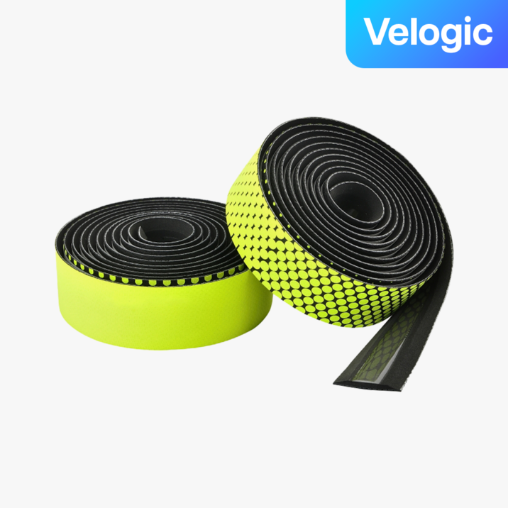 시클로베이션 어드밴스드 레더 터치 퓨전 투톤 자전거 핸들바 테이프, 블랙+네온옐로우, 1세트