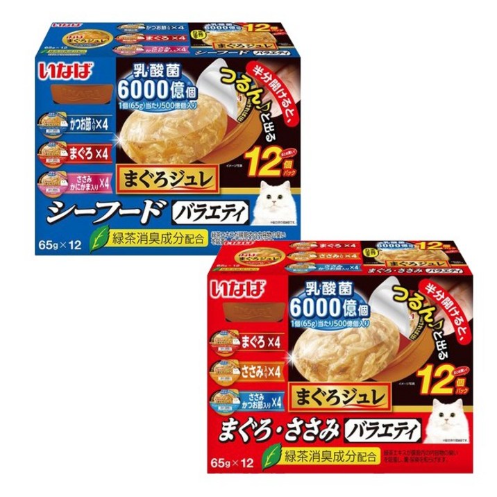 리뉴얼 nanaharu 이나바 마구로쥬레 유산균 버라이어티 65g x 12입, 2종 콤보