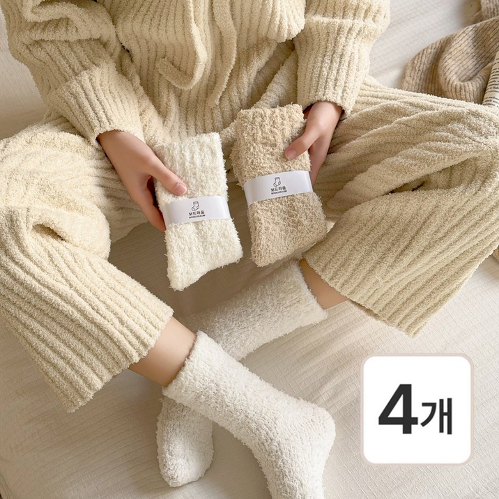 보드라움 털빠짐없는 무압박 여성 수면양말 4P