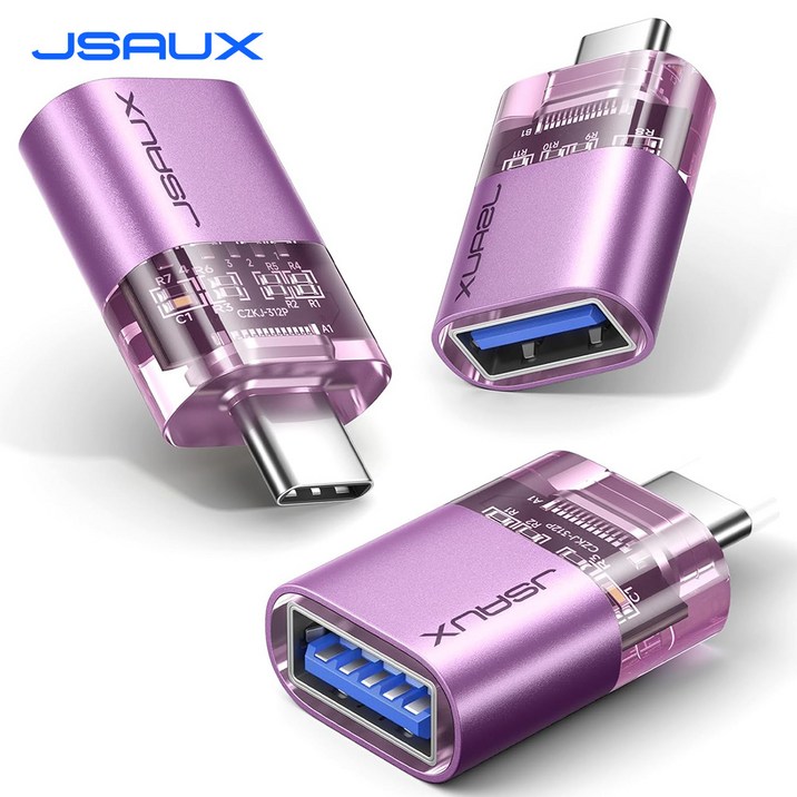 JSAUX USB 3.0 A타입C타입 OTG 투명 변환 젠더, 3개, 자주색, 24cm JSAUX USB 3.0 A타입C타입 OTG 투명 변환 젠더, 3개, 자주색, 24cm