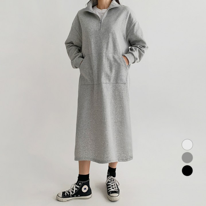 바블링브룩 여성용 기모 반집업 롱 원피스
