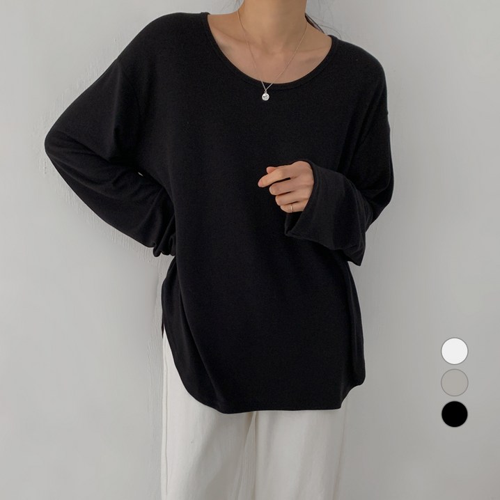 바블링브룩 여성용 루즈핏 유넥 트임 긴팔 티셔츠 5