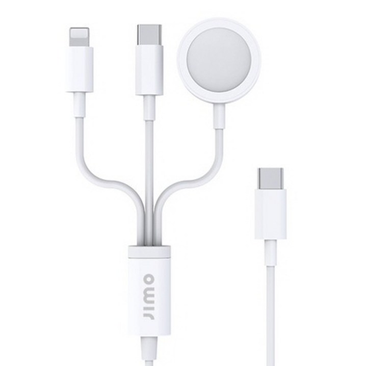 지모 아이폰 애플워치 3in1 멀티 충전 케이블, USBA타입, 1개, 화이트A타입