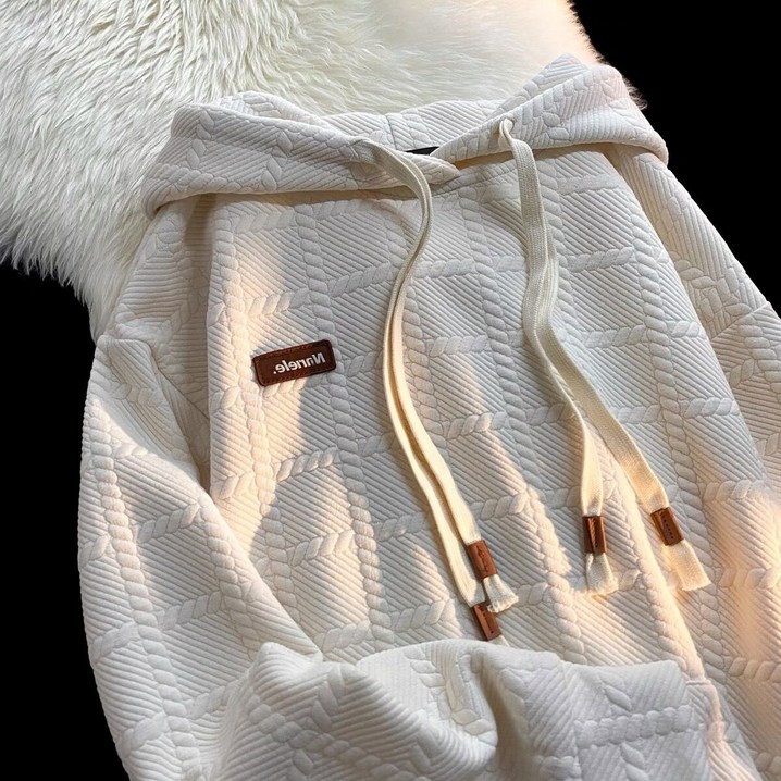 ANYOU 가을 루즈핏 후드 와플 맨투맨