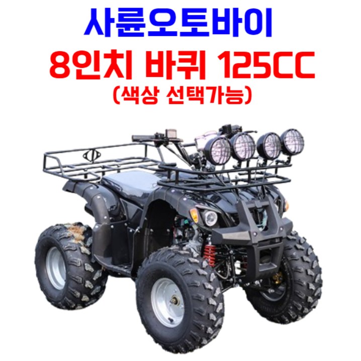 엑티쿼 사륜 오토바이 사발이 4륜 바이크 네발 산악 ATV 운반차 오프로드, 블랙, 03 8인치 125CC
