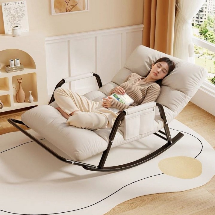 Lovfir 푹신하고편안한 흔들의자 1인용 스윙체어 다기능 편한거실의자, 1개, 화이트1인용폭63cm