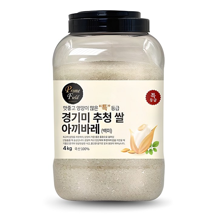 Prime Field 2024년산 햅쌀 경기 추청 아끼바레 백미, 4kg, 1개